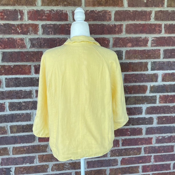 Kim Rogers Yellow Linen Blend 3/4 Sleeve Open Top Size  Petite Large - Picture 10 of 10